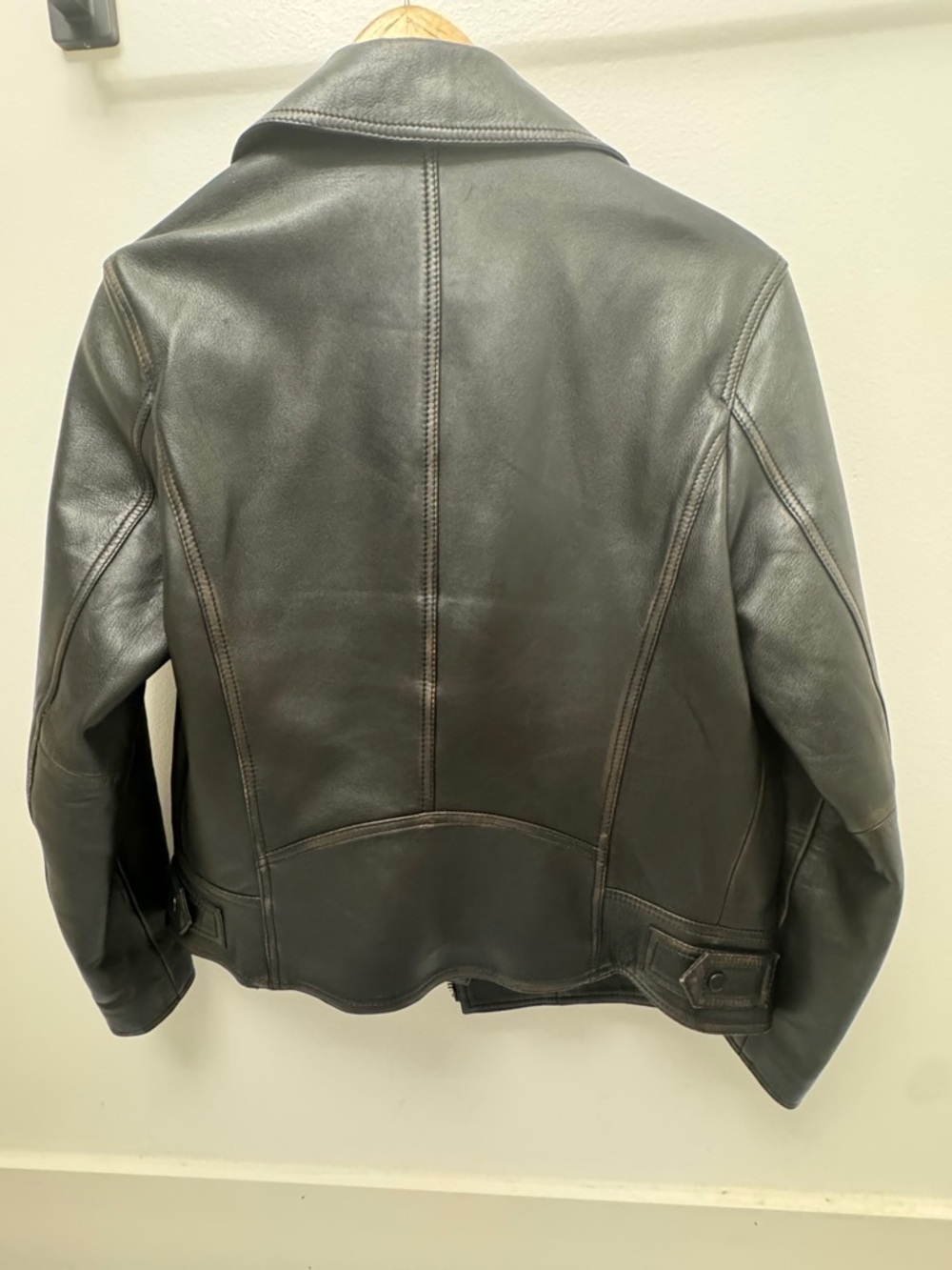 Massimo Dutti Black Leather Biker Jacket - Picture 3 of 5